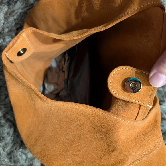 Claudia Firenze Genuine Italian Suede Orange Leather Tote Bag NWT - Picture 10 of 12